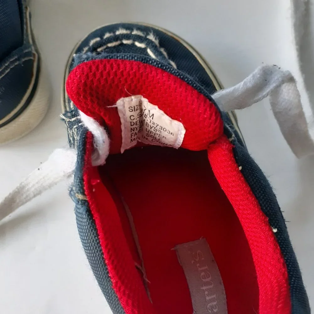Carter's Boys Shoes Navy Canvas Laces Size 7